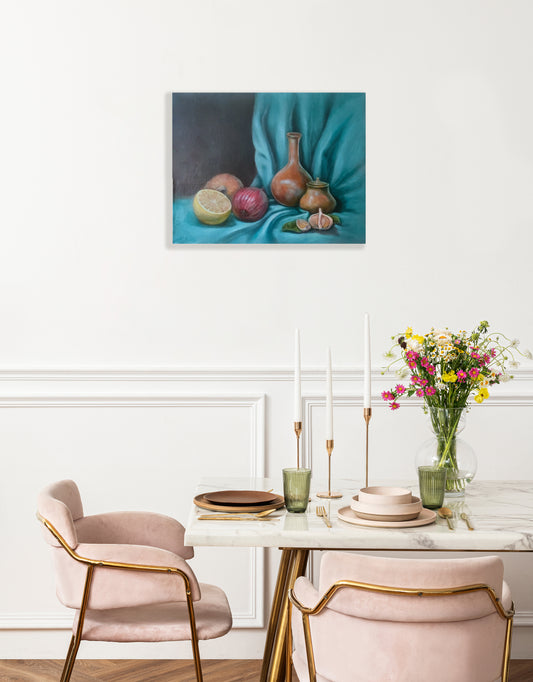 Blue Drapery Still Life - original artwork