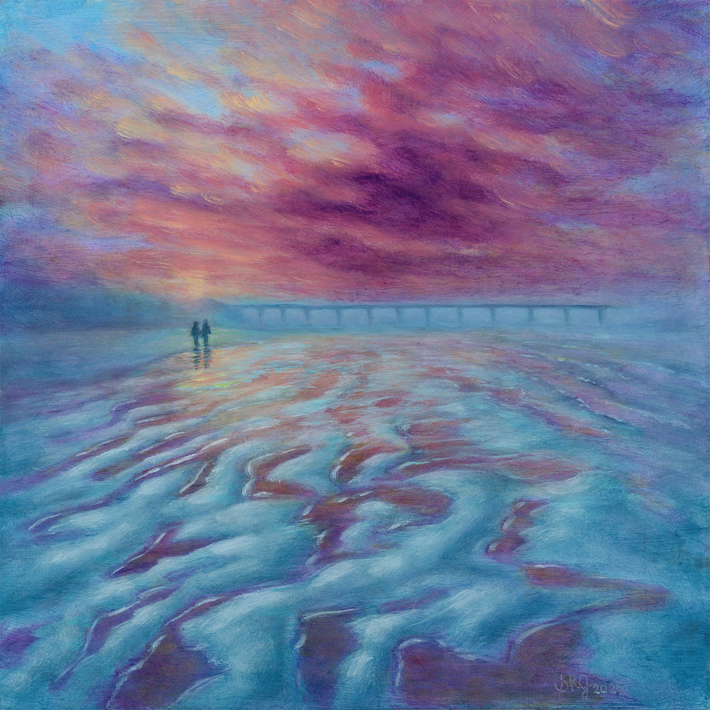 New Brighton Pier – Evening Walk study 12X12 inches