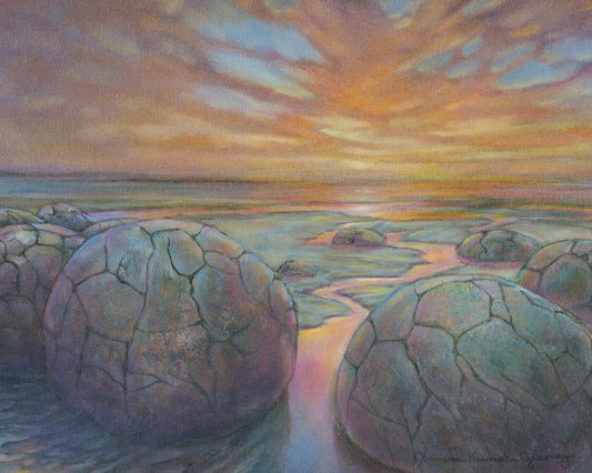 Moeraki Boulders Sunrise (detail) Moeraki, Otago Coast, NZ 10X8 inches